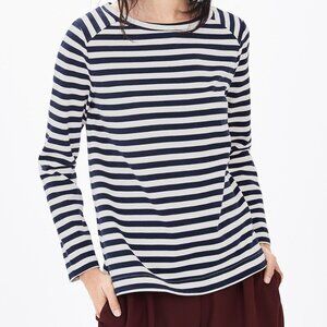 Banana Republic Cotton Raglan Pullover Mariner Stripe Sweatshirt Top Navy XL